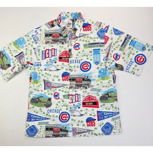 Reyn Spooner Aloha Chicago Cubs Size Medium Short Sleeve Cotton Pocket Shirt - Picture 1 of 8